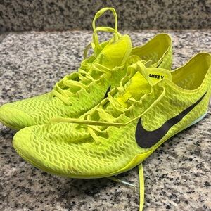 Nike Neon Yellow Racing Track Spikes with Black Swoosh